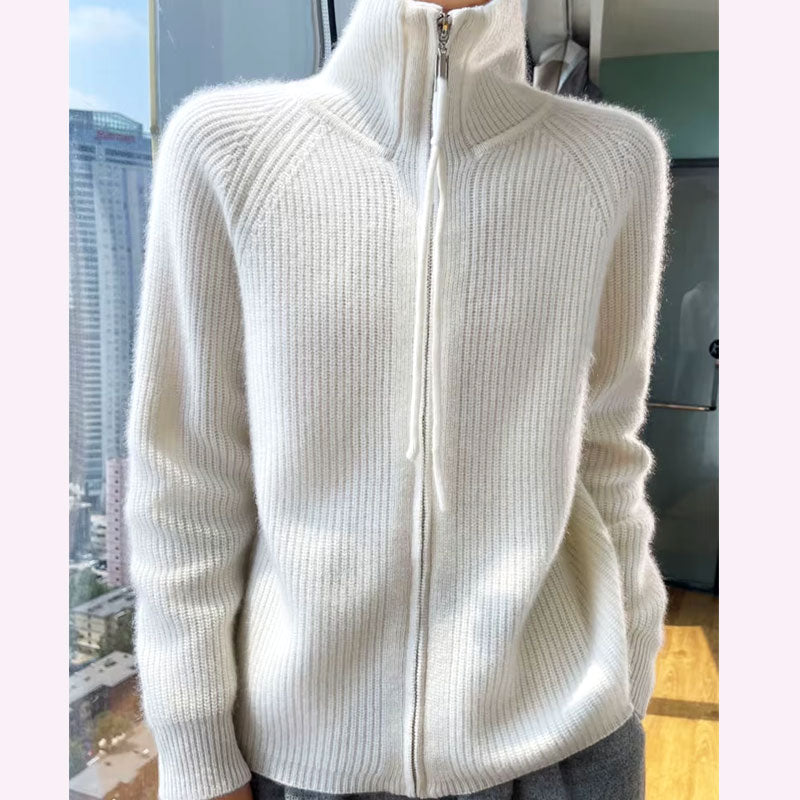 Ella Chic Zip-Up Knit Cardigan