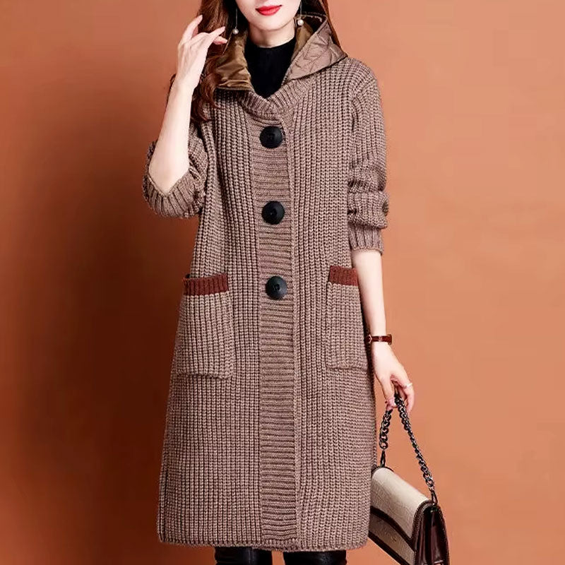 Olive Long Knit Buttoned Cardigan