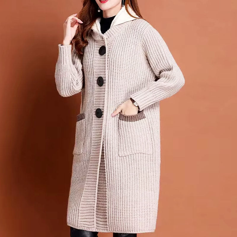 Olive Long Knit Buttoned Cardigan