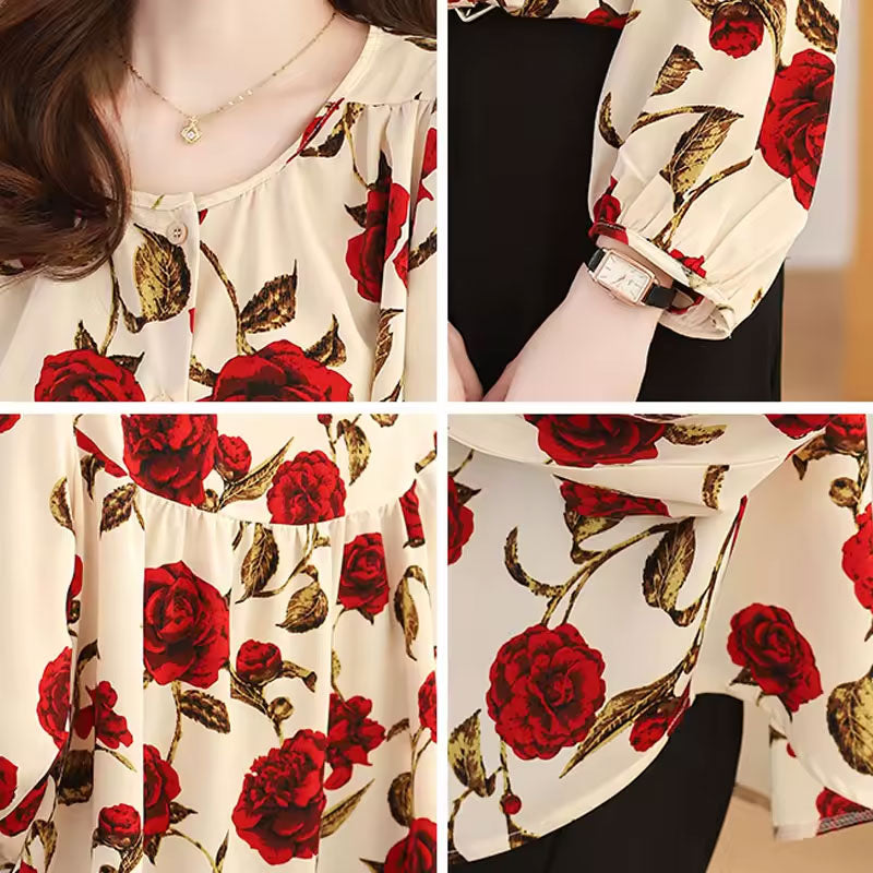 Rose Button-Up Blouse