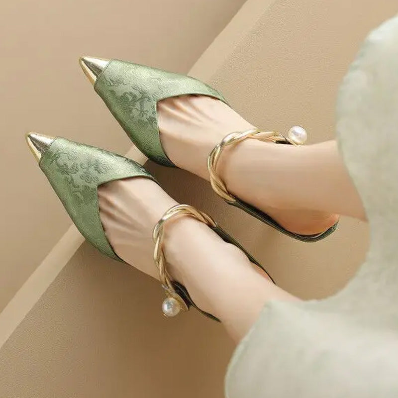 Gilded Pearl Twist Mule