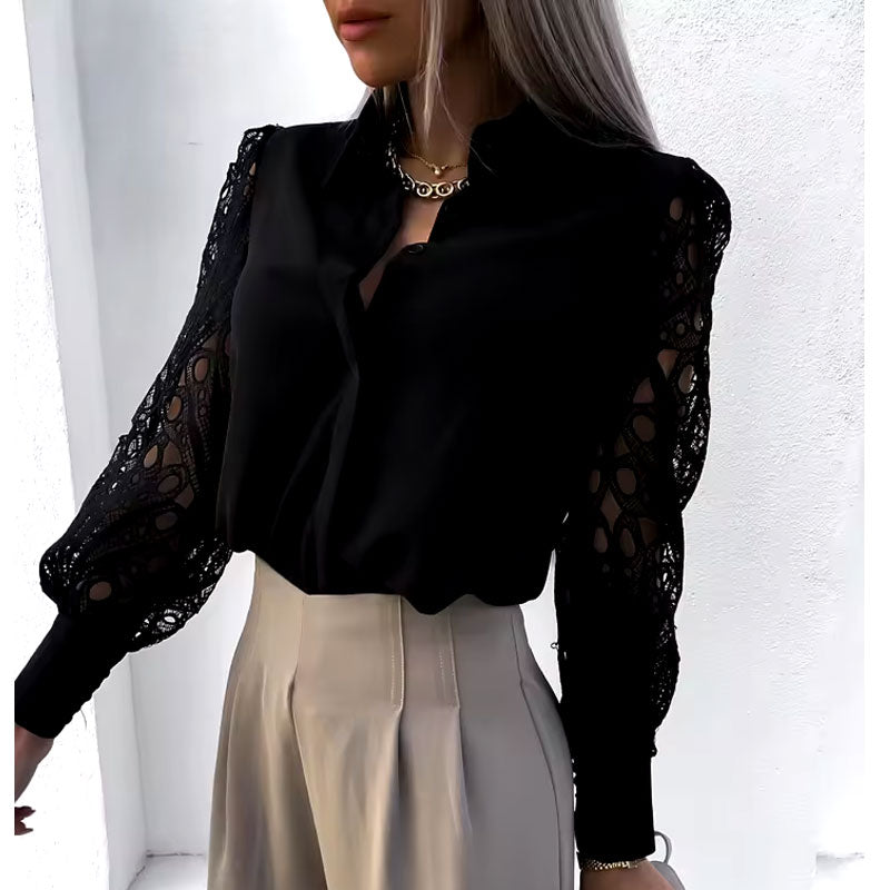 Elena Lace-Sleeve Blouse