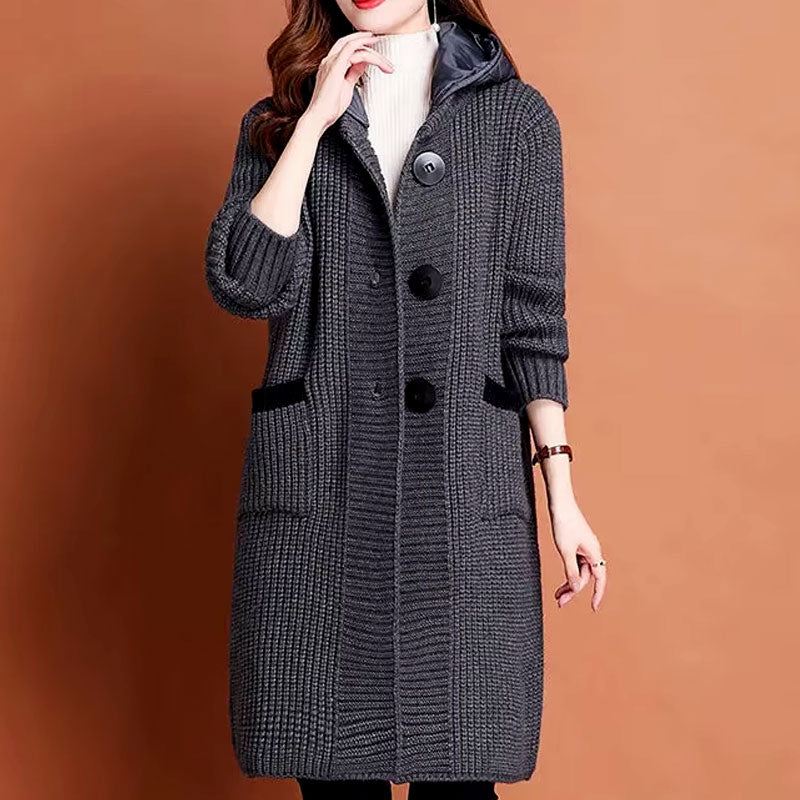 Olive Long Knit Buttoned Cardigan