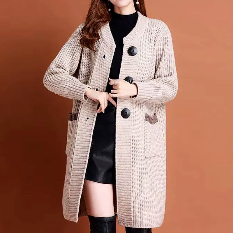 Olive Long Knit Buttoned Cardigan