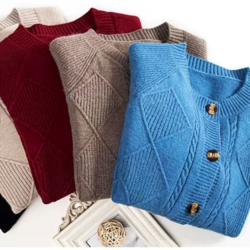 Sophie Classic Diamond Knit Cardigan