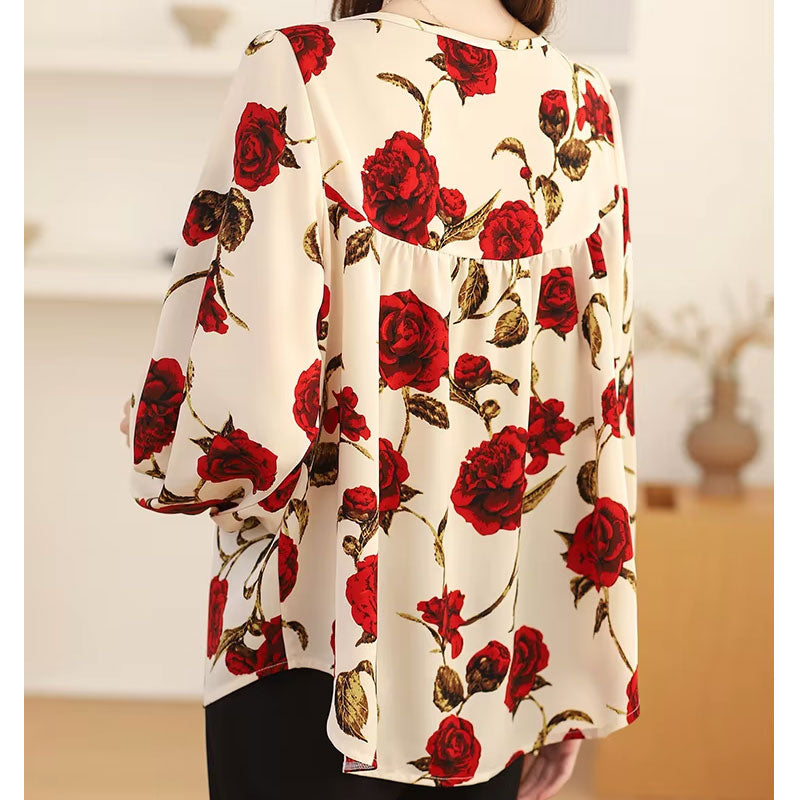 Rose Button-Up Blouse