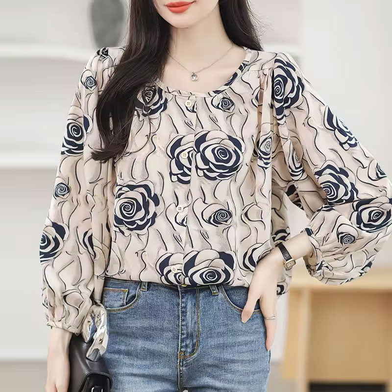 Rose Button-Up Blouse