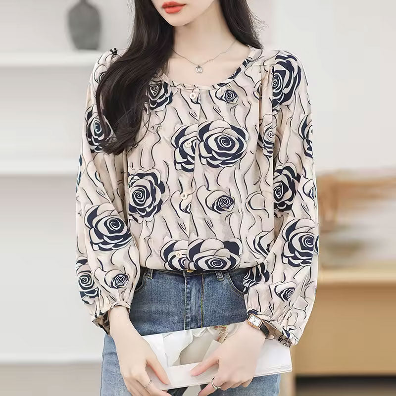 Rose Button-Up Blouse