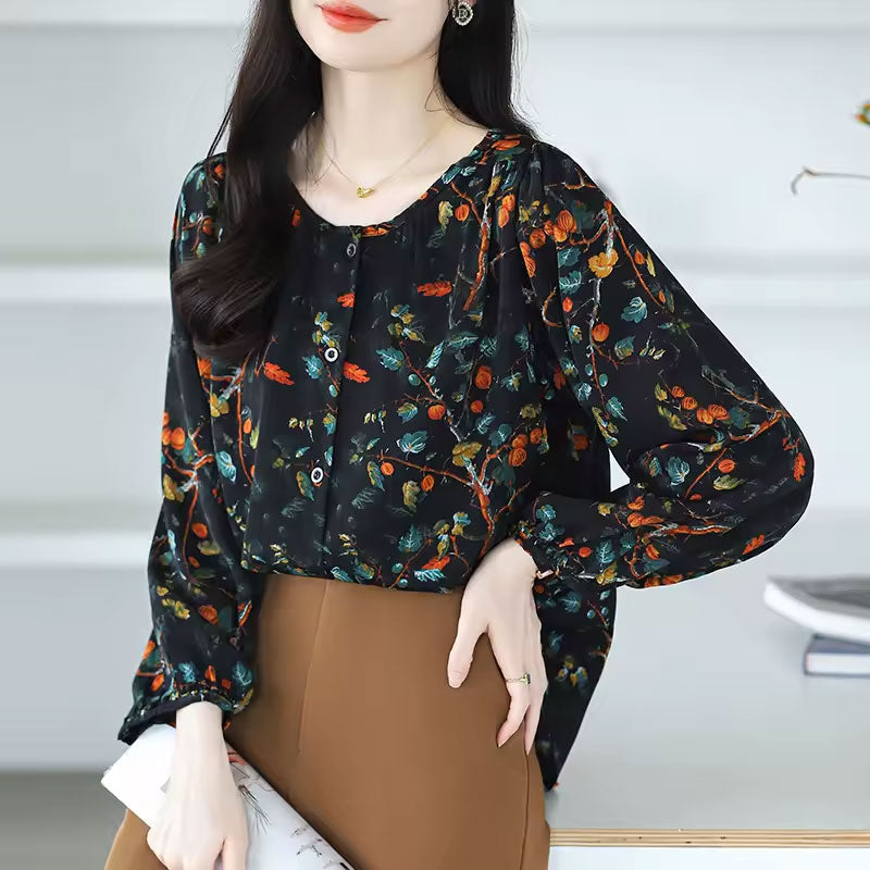 Olivia Nature-Inspired Leaf Print Blouse