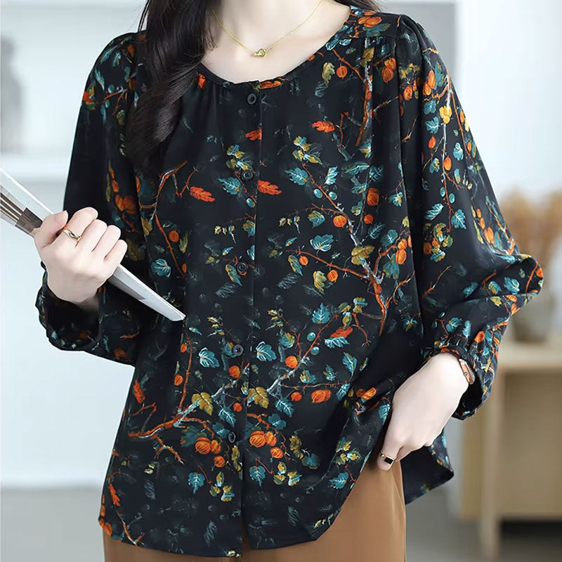Olivia Nature-Inspired Leaf Print Blouse