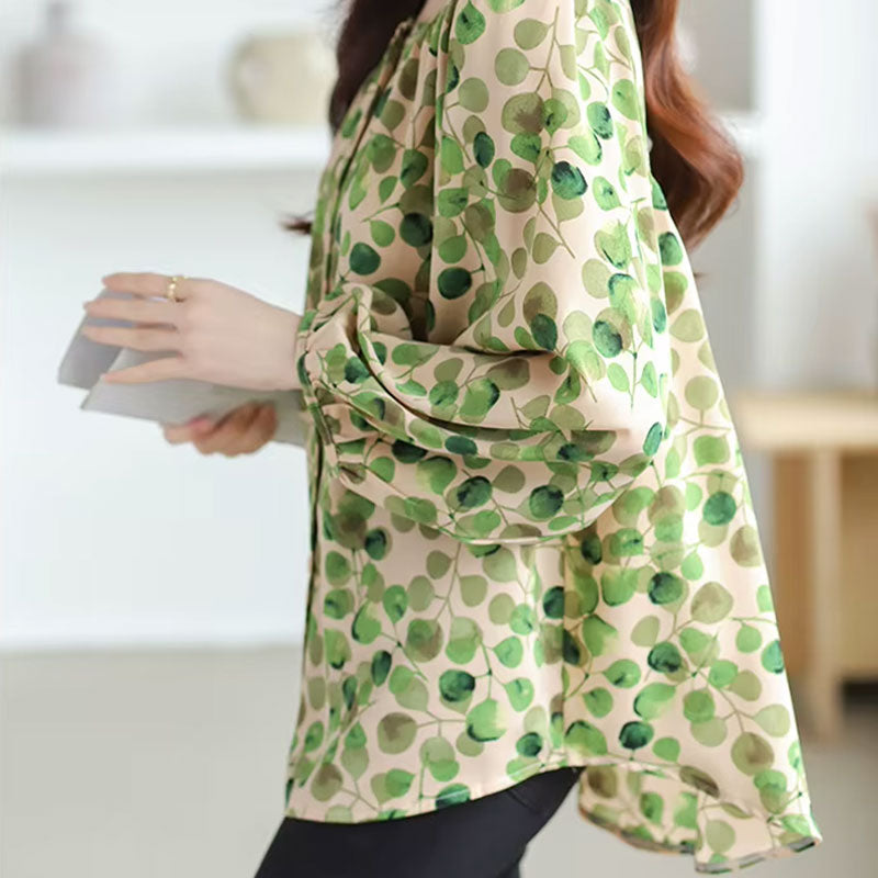 Olivia Nature-Inspired Leaf Print Blouse