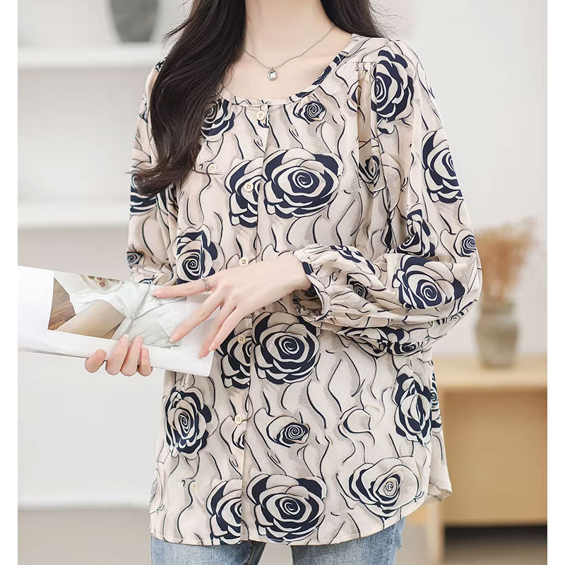 Rose Button-Up Blouse