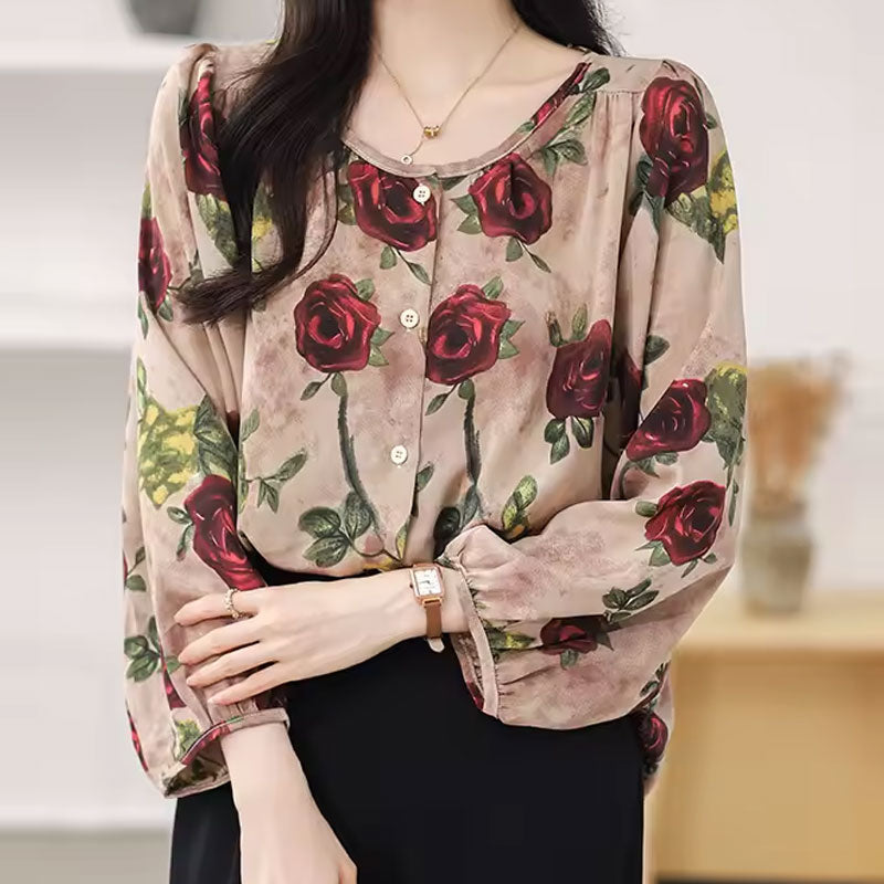 Rose Button-Up Blouse