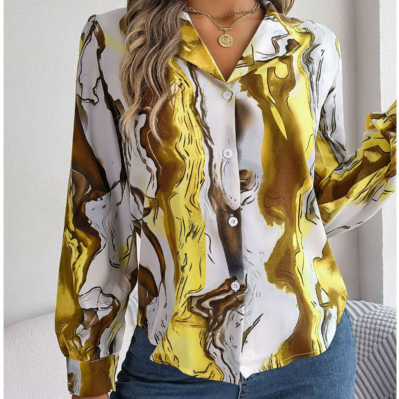 Aurora Color Swirl Long-Sleeve Blouse