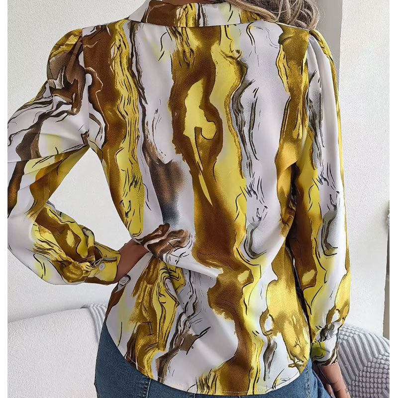 Aurora Color Swirl Long-Sleeve Blouse