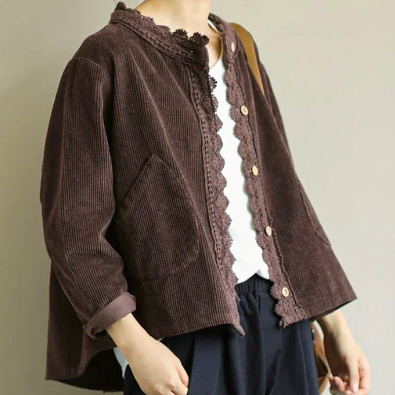 Corduroy Lace-Trim Jacket