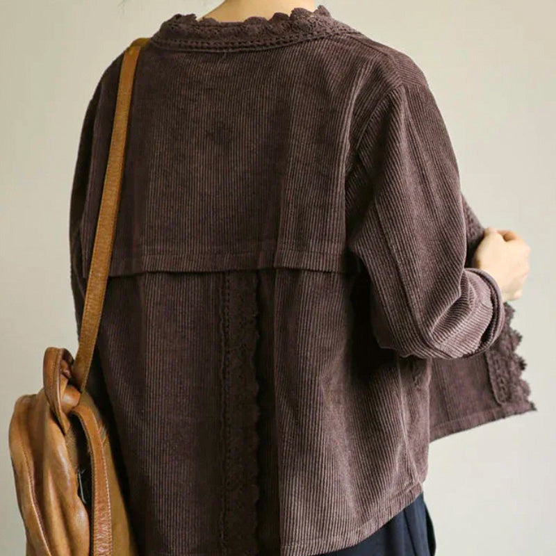 Corduroy Lace-Trim Jacket