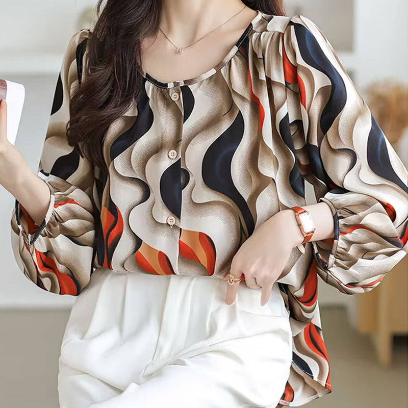 Zoe Retro Print Blouse