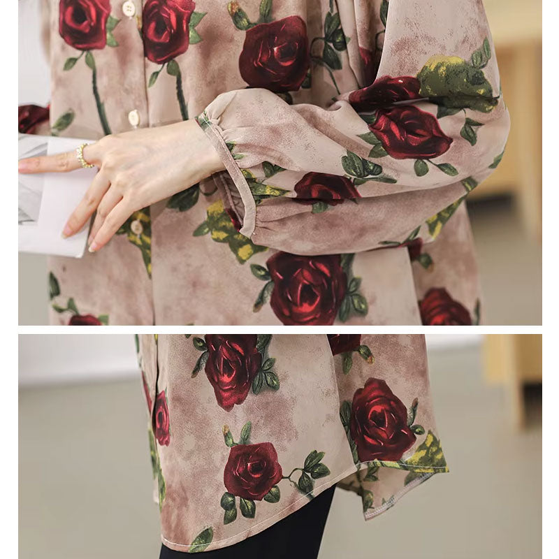 Rose Button-Up Blouse