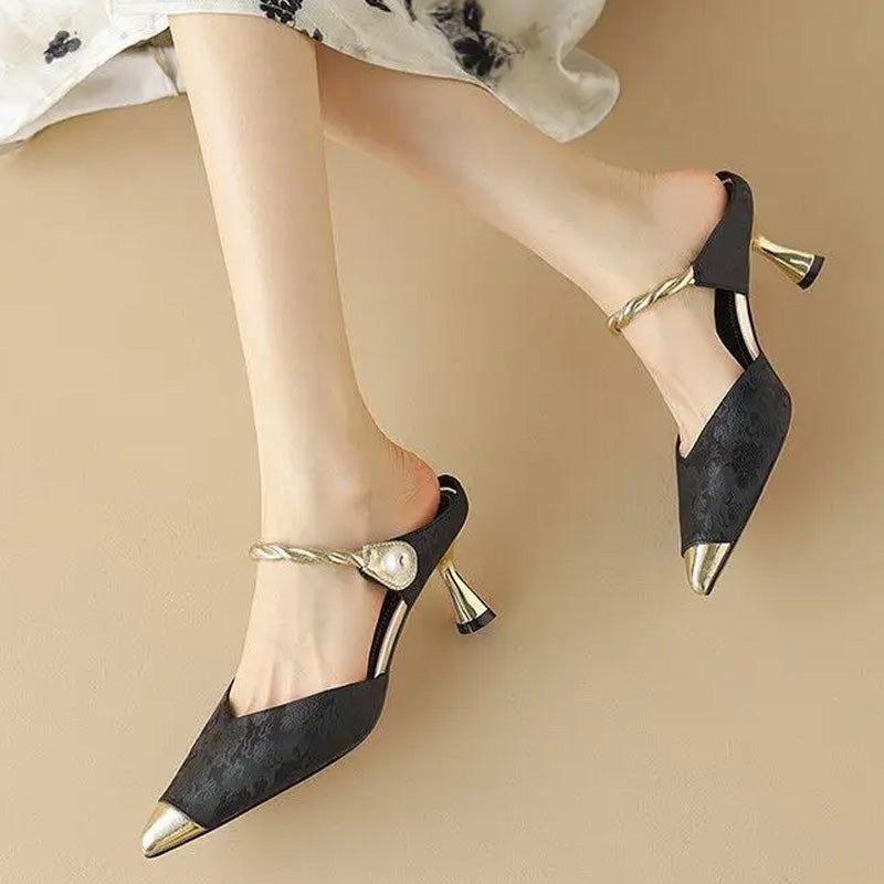 Gilded Pearl Twist Mule