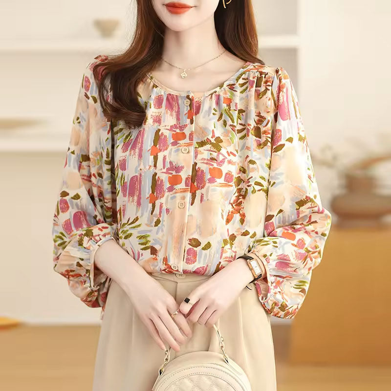 Nova Abstract Long-Sleeve Blouse