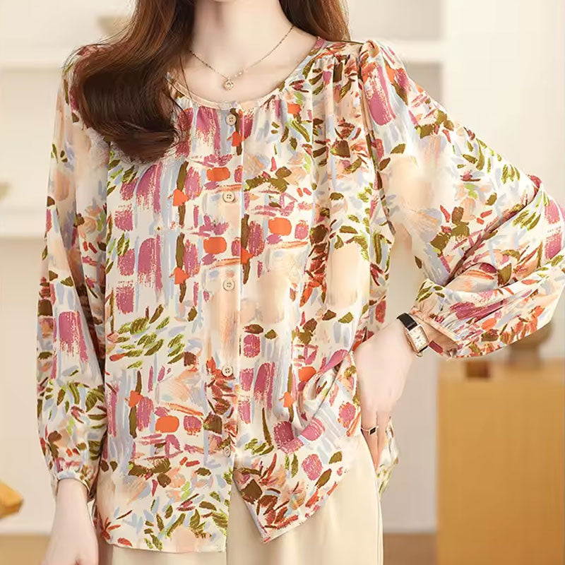 Nova Abstract Long-Sleeve Blouse