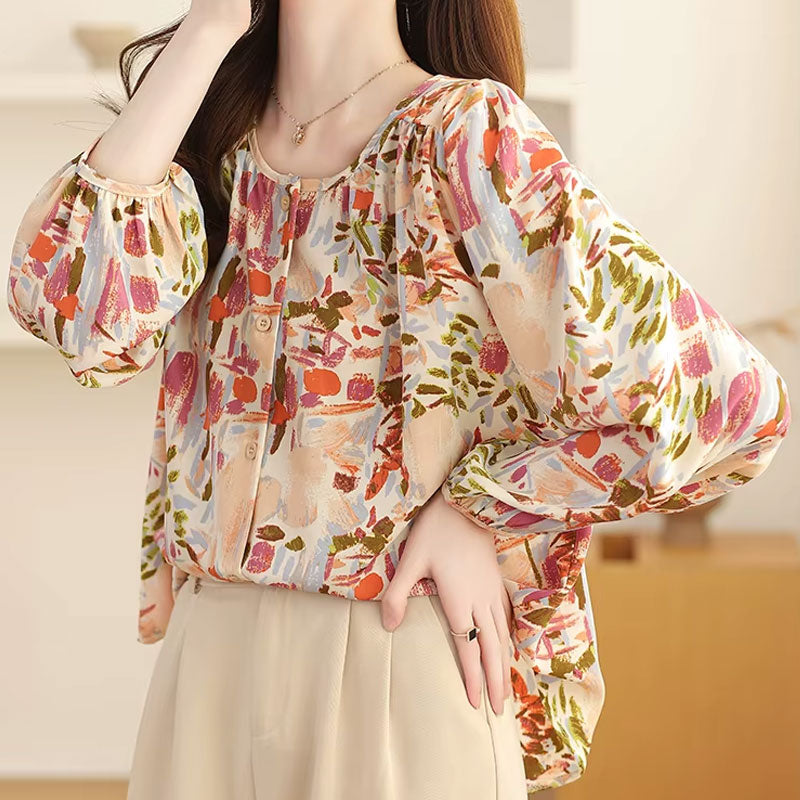 Nova Abstract Long-Sleeve Blouse