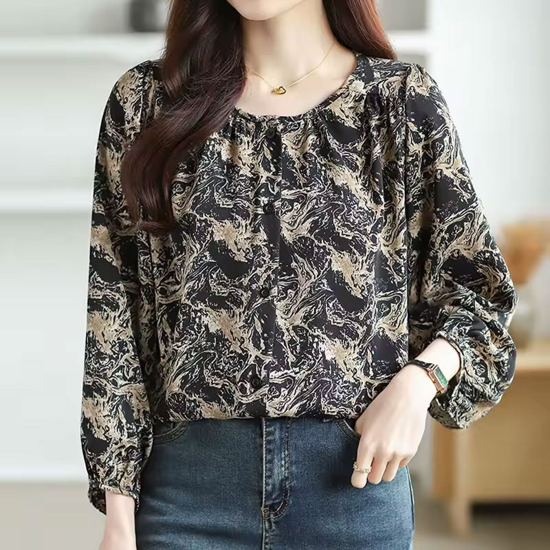 Nova Abstract Long-Sleeve Blouse