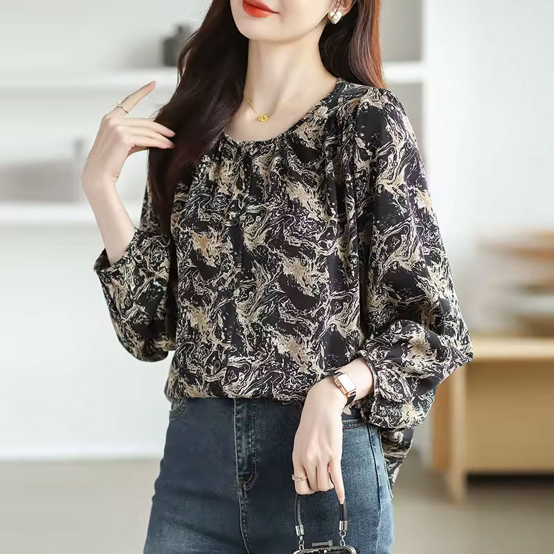 Nova Abstract Long-Sleeve Blouse