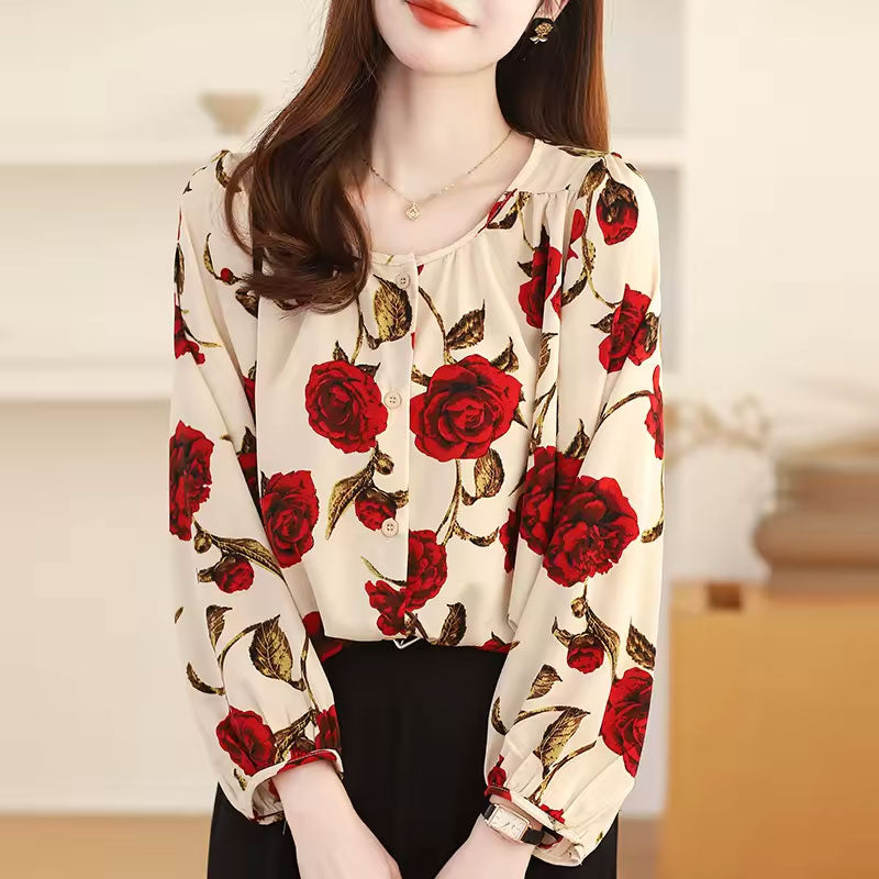 Rose Button-Up Blouse