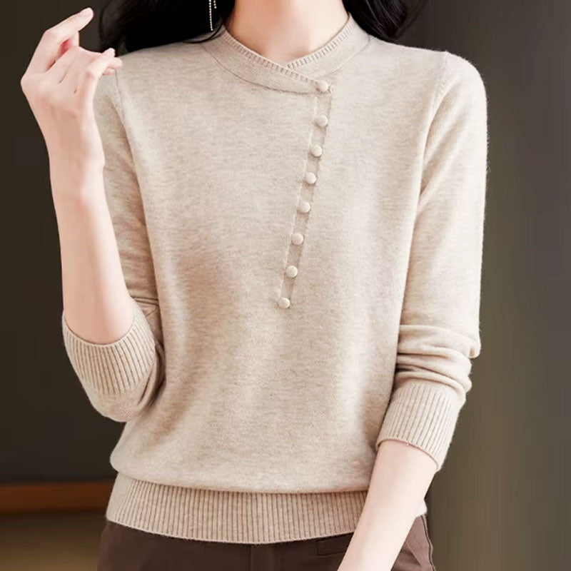 Emilia Asymmetrical Button Knit Sweater