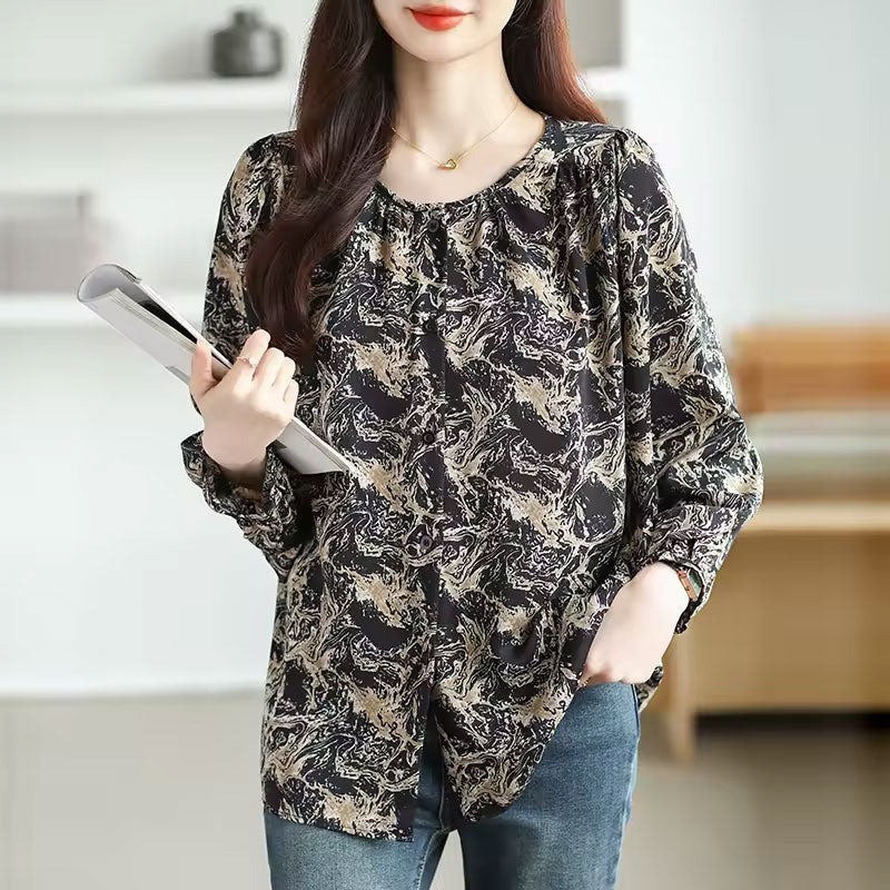 Nova Abstract Long-Sleeve Blouse