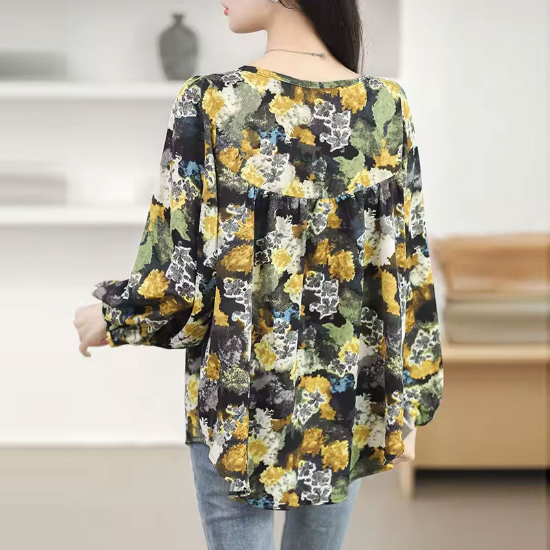 Nova Abstract Long-Sleeve Blouse
