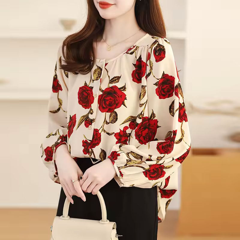 Rose Button-Up Blouse