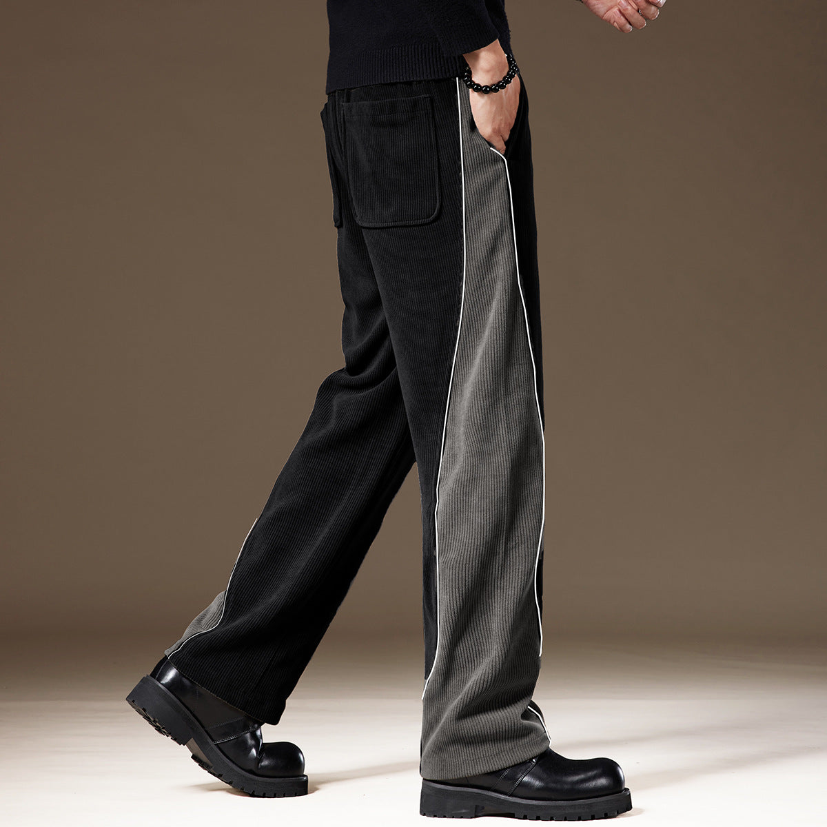 Dual-Tone Corduroy Pants