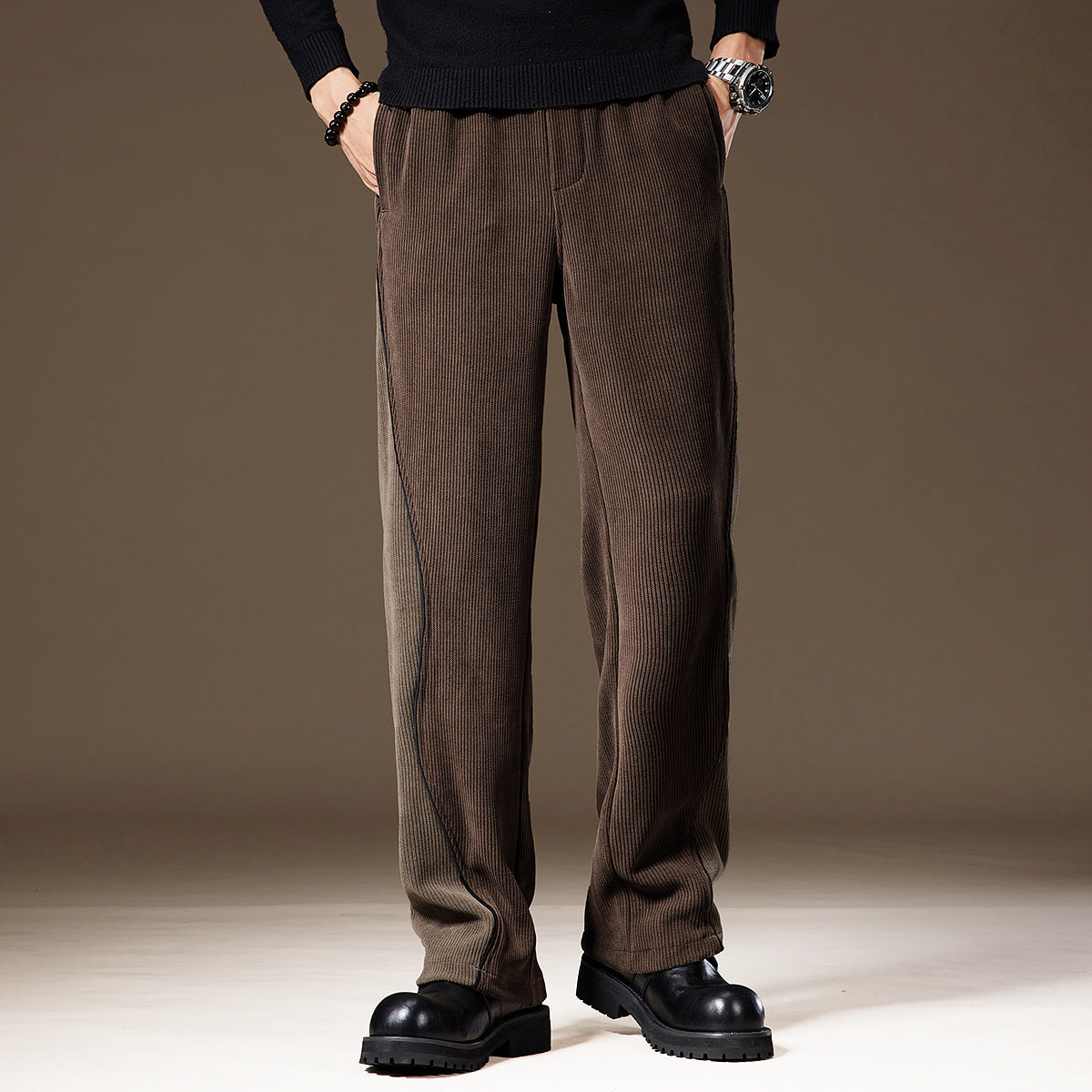 Dual-Tone Corduroy Pants