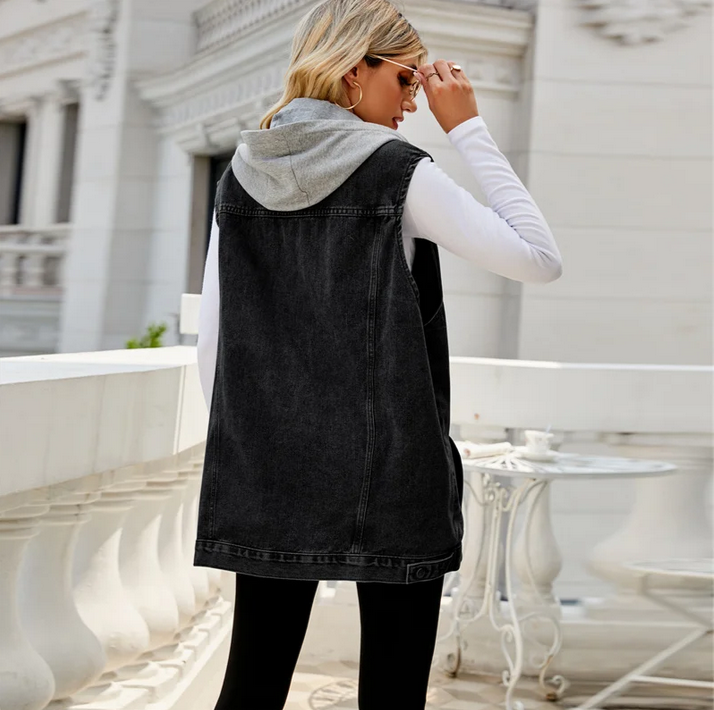 Luna Hooded Denim Vest