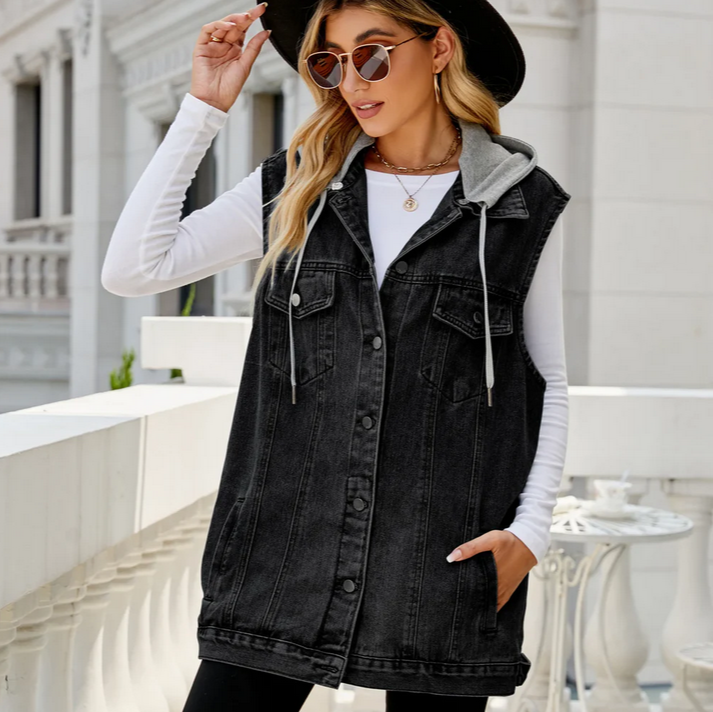 Luna Hooded Denim Vest
