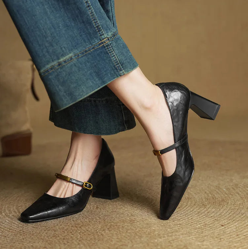 Emily Genuine Leather Heels