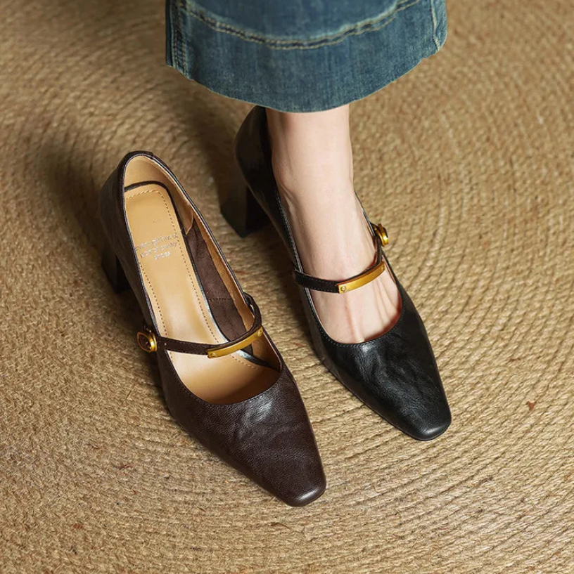 Emily Genuine Leather Heels